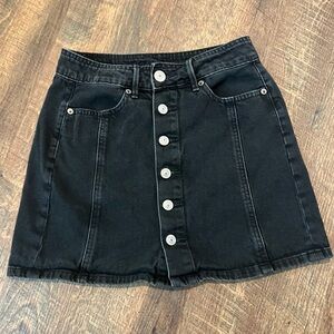 American Eagle Outfitters Black Button-Front Mini Skirt